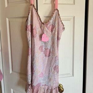 Sugar Thrillz Pink Floral Lace Mini Dress